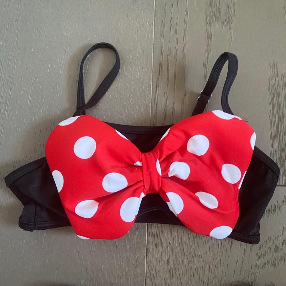 Two-Piece Black Swimsuit Red Polka Dot Bow - Picture 2 of 9